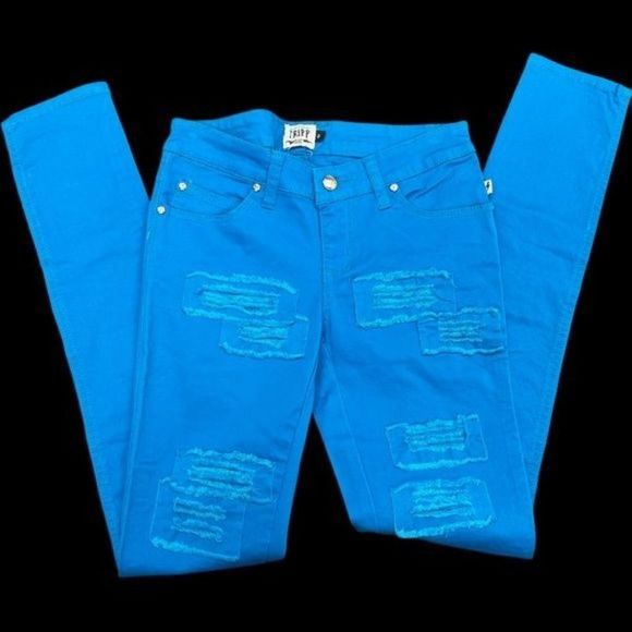 Tripp nyc Pants - TRIPP NYC Fray Distressed Zipper Leg Skinny Pants Blue NWOT